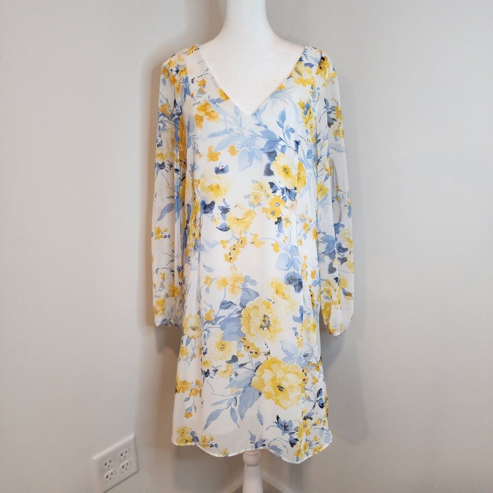INC International Concepts Womens Medium Yellow and Blue Floral Sheath Dress